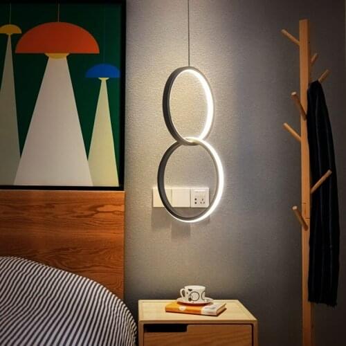 Personality Art Aluminum Round Ring Pendant Lights Modern Simple Bedroom Bedside Dining Bar Porch Cafe Shop Decor Hanging Lamp