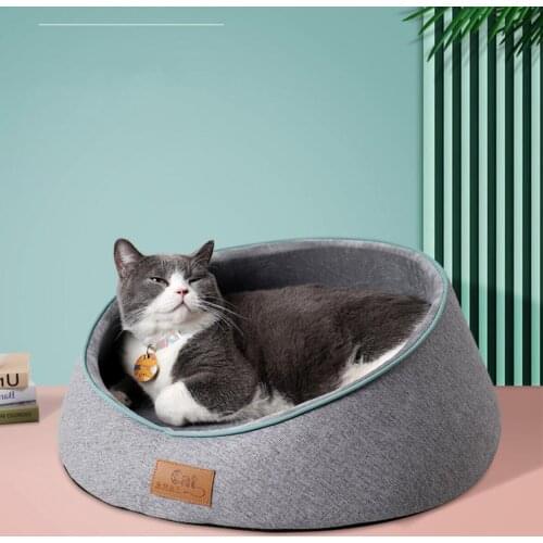 Cat Dog Sleeping Mat Enclosed Cat Nest Winter Warm Dog Bed Plush Soft Cushion Sofa
