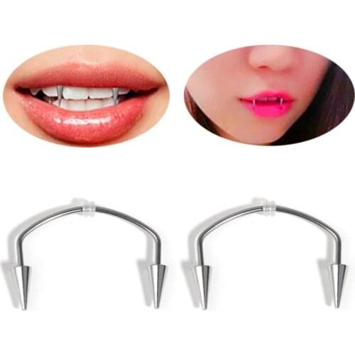 Fashion Tiger Teeth Nails Universal European Style Smile Titanium Steel Lip Nails Safe Zombie Teeth Nails Perforated Jewelry
