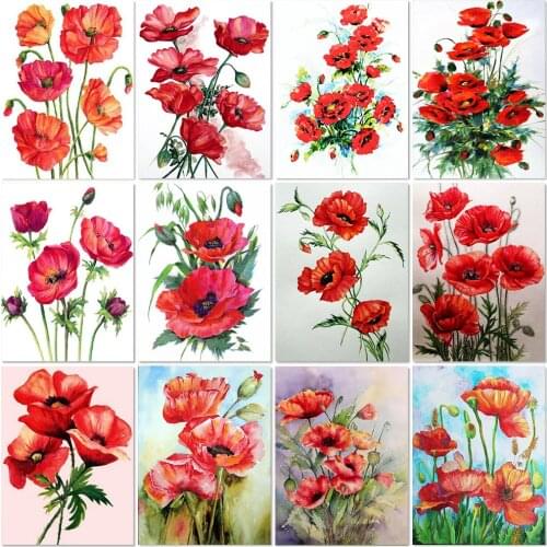 Muxun 5D Diy Diamond Painting Poppy Cross Stitch 3D Diamond Embroidery Sale Flower Rhinestone Mosaic Kit Home Decoration Lx903