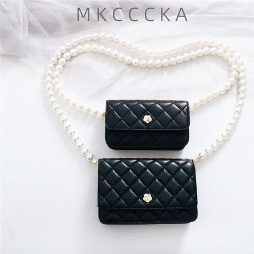 2021 new small fragrance wind ringle chain pearl sheep leather bag advanced sense rich bag fashion bag for women
