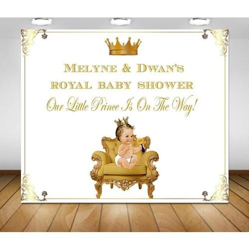 Custom royal blue and gold prince crown photo backdrop High quality Computer print party photography studio background