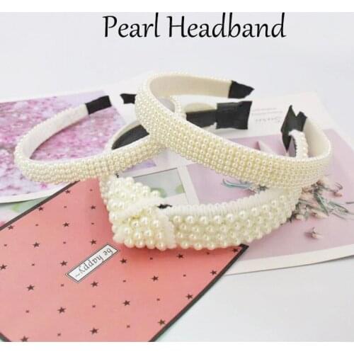 Wide Pearl Headband for Women Smooth Hairbands Fashion Girls Crown Daily Turban Head Wrap Elegant Headwear Hair Accessories