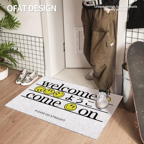 Smiley Face Welcome Home Doormat Kitchen Bedroom Bath Living Room Carpet Custom Entrance Door Mat Dust-proof PVC Anti-slip Mat
