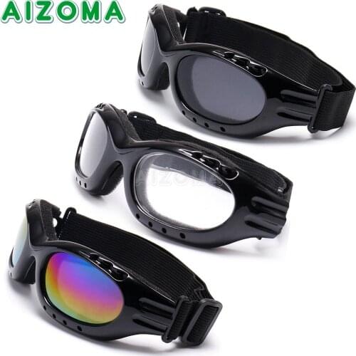 Unisex Adjustable Motorcycle Goggles Glasses Vintage Motorbike Biker ATV Pilot Jet Cycling Ski Retro Sunglasses