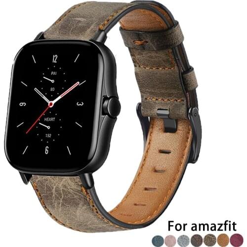 22mm watch band for xiaomi Amazfit Pace/Stratos 2 2S /gtr 47mm Genuine Leather watchband smart correa amazfit Stratos 3 straps