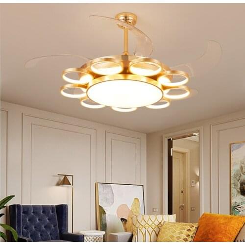 Light Luxury Living Room Invisible Ceiling Fan Light Nordic Restaurant Fan Light Modern Minimalist Bedroom Fan Chandelier