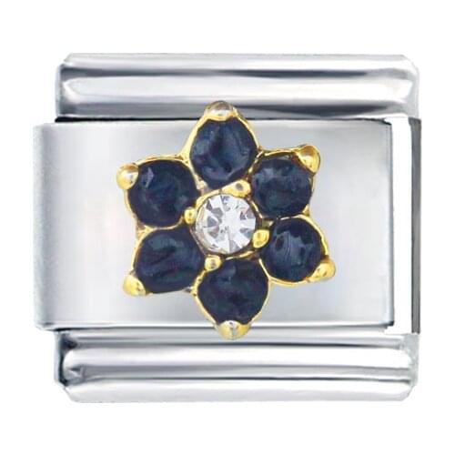 Composable Links Classic Size 9mm Fancy Girls White Black Crystals Flower Italian Charm Bracelet Fit Zoppini Nomiation Brand