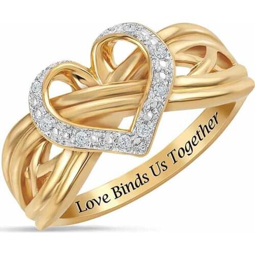 Stylish Heart Hollow Zircon Finger Ring for Women Wedding Engagement Fashion Cocktail Party Club Love Token Gift Ring Jewelry