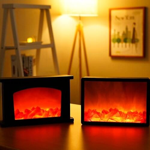 LED Simulation Fireplace Light Nordic Romantic Portable USB Powered Fashion Flame Effect Night Light Bar Living Room Home Decor