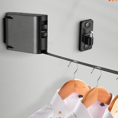 Indoor Invisible Clothesline With Hanger Hole Retractable Clothesline Rope Drying Rack Balcony Clothes Line No Drilling Required