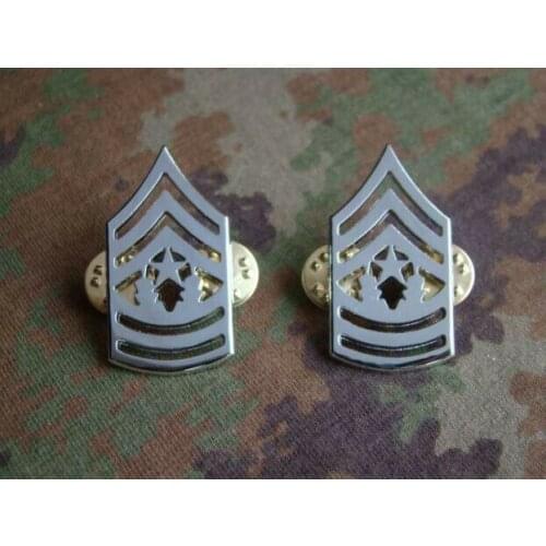 TWO US USMC MARINE CORPS SERGEANT MAJOR RANK METAL BADGE PIN SILVER MILITARY military Store