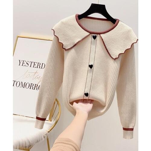 White Knitted Sweater Women Winter Clothes Turn-down Collar Pullover Women Autumn Sweet Slim Jersey Mujer Long Sleeve Pull Femme