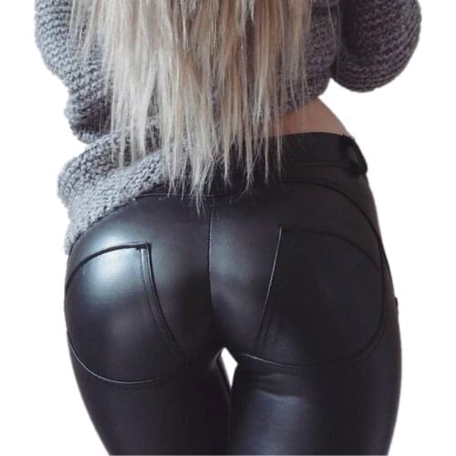 U Leather Low Waist Leggings Women Sexy Hip Push Up Pants Legging Jegging Gothic Leggins Jeggings