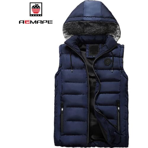 AEMAPE brand Jacket Men Winter WaistcoatAutumn Winter Vests Men New Stylish Vest Mens Plus Size Mens Vest Hood Casual Coats