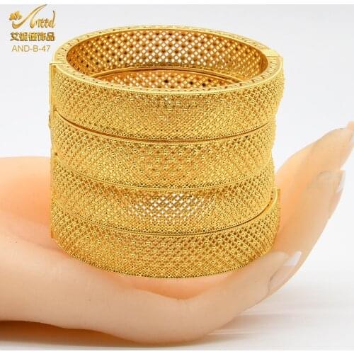 Bracelet Dubai Gold Bangles Set For Women Indian Jewelry Bangle Wedding Egyptian African Jewellery Wholesale Designer Bracelets