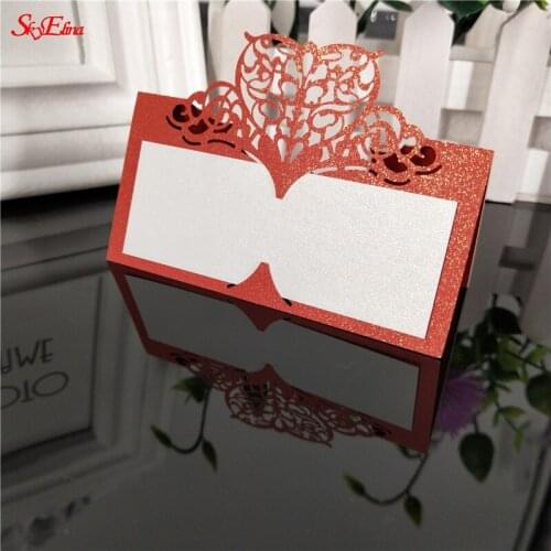 10/50/100pcs Seat Cards Laser Cut Wedding Name Card Table Place Cards Favors Decor Hollow Love Heart Paper Vine Invitations 5z
