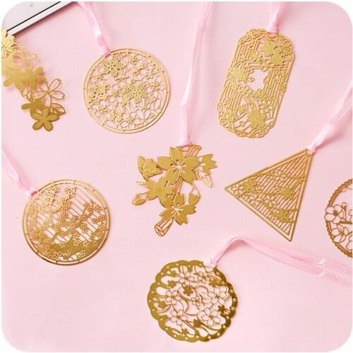 10pc Retro Cherry Blossom Bookmarks for Books Metal Leaf Vein Bookmark Teachers Student Stationery Supplies Creative Decoration