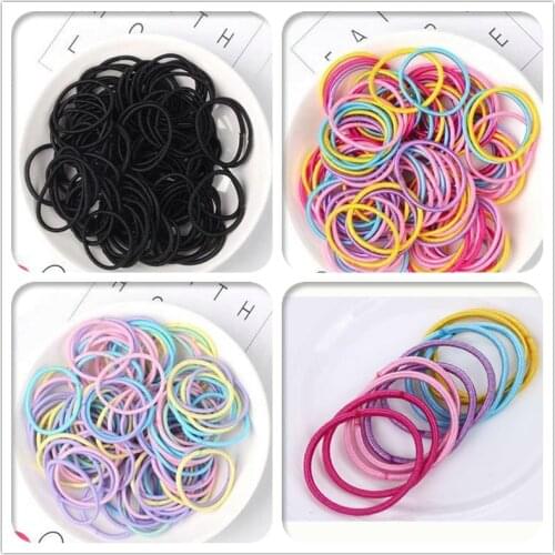 100PCS/Lot Girls Candy Colors Nylon 3CM Rubber Bands Children Safe Elastic Hair Bands Ponytail Holder Kids Hair Accessories