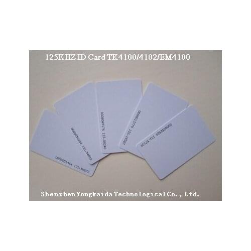 1000pcs 125khz Proximity inkjet Unique ID number RFID EM4100 Blank Card with UID number For Door system/access control system
