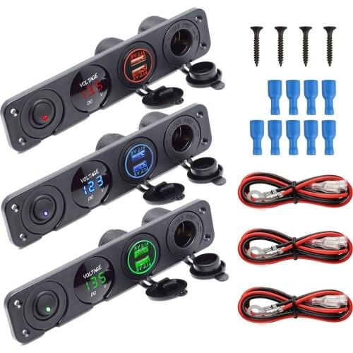 12~24V 5V 4.2A Waterproof Dual USB Car Charger Voltmeter Car And Ship Modification Four-hole Panel Cigarette Lighter Socket