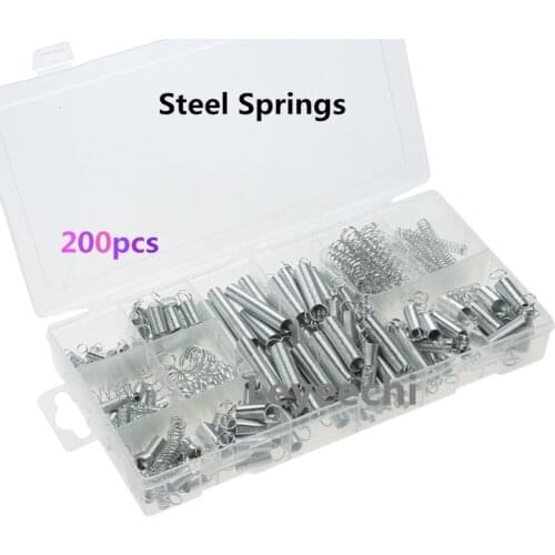 200pcs/lot stainless steel Springs Extension Tension Springs Pressure Suit Metal Assortment Hardware Kit Assorted free shipping