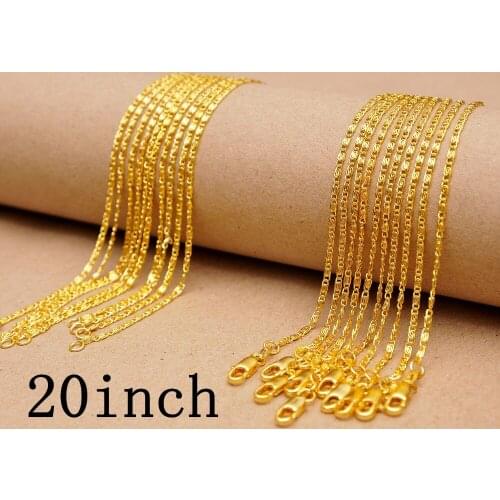 The New 5PCS 20inch Yellow Gold Filled Jewelry Findings Flat S GF Link Necklaces Chain For Pendant 18KGF Stamp
