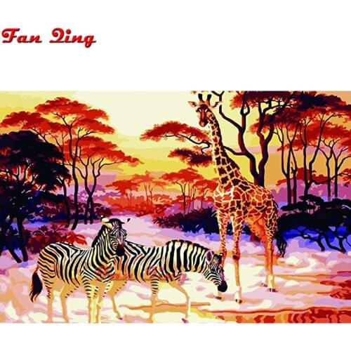 5d Diy Diamond Embroidery Diamond Painting Giraffe and Zebras Cross Stitch Round Square Drill Rhinestone Child Gift