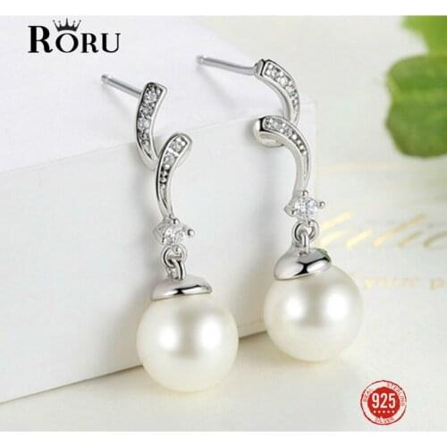925 Silver Natural Pearl Earrings Womens Bohemia Vintage Pins Jewelry Drop Catkins with Zircon Stones Wedding Earring