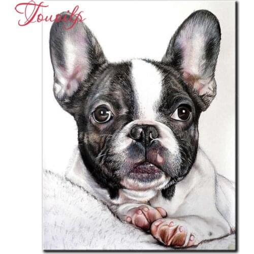 TOUOILP Full dog Square/Round Drill 5D DIY Diamond Painting French Bulldog Cross Stitch Mosaic Rhinestone Home Decor