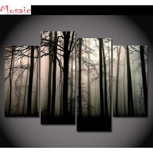 Diamond painting full square rhinestone 5d diy 4pcs Dark Forest Painting Wall Art cross stitch Embroidery mosaic needlework