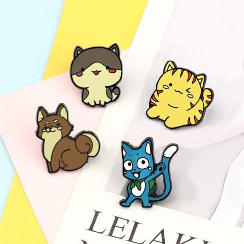 Anime Cartoon Kitten Brooches Custom Funny Cat Dog Animal Enamel Pin Shirt Bag Lapel Pins Cute Badges Jewelry Gifts for Friends