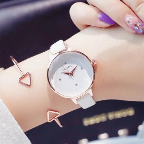 Ulzzang Brand Women Watches Simple White Thin Leather Ladies Watch Casual Dress Quartz Wristwatches Clock Relogio Feminino 2018