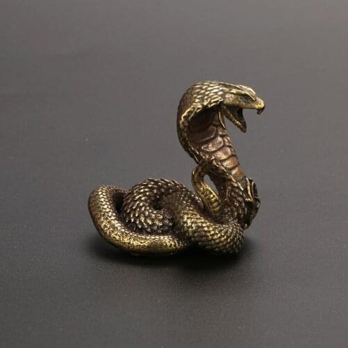 Retro Handmade Solid Copper Snake Statue Tea Table Small Ornaments Antique Snake Animal Office Desktop Home Ornaments