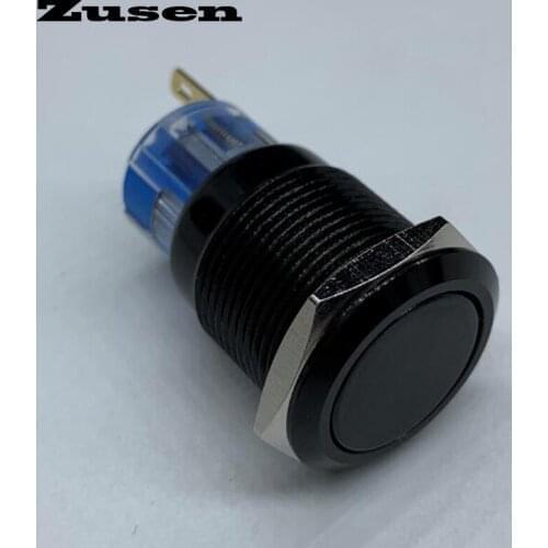 Zusen 19mm on/off 1NO1NC Black metal push button switch(ZS19F-11Z/A)