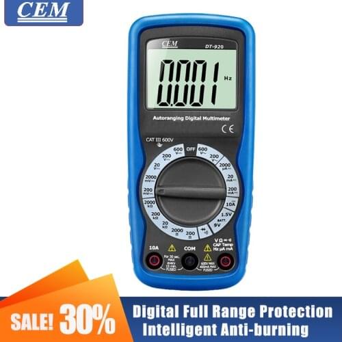 CEM DT920/DT-920N/DT-922 Digital Multimeter Full Range Protection Intelligent Anti-burning Digital Display High-precision