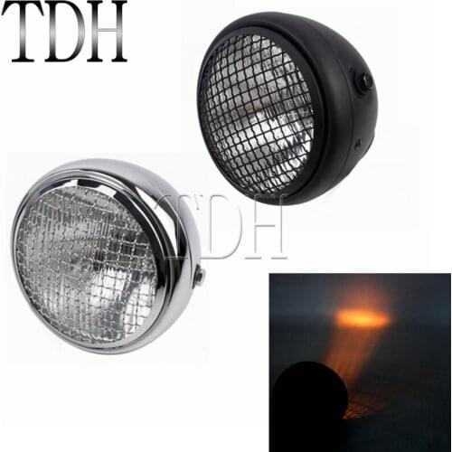 For Harley XS650 CB750 TRI Cafe Racer Bobber Chopper 6.5" Bullet Headlight Vintage Head Light Motorcycle Front Headlights Lamp