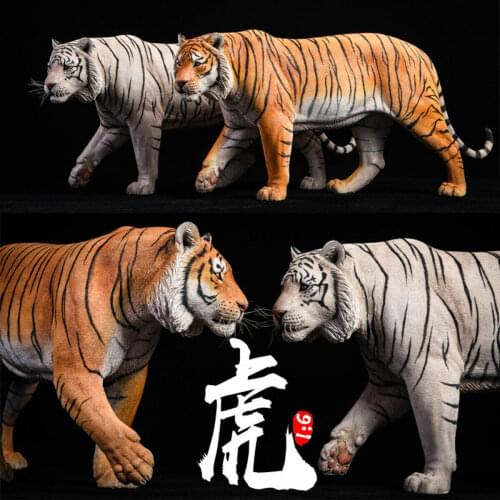 JXK 1/6 Bengal Tiger White Tiger Figure Animal Model Collector Decor Toy Gift Ornaments Decoration Education Model