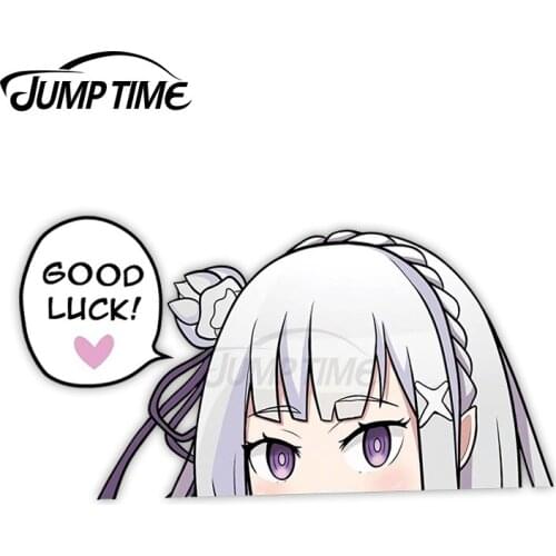 JumpTime 13 x 5.9cm EMILIA Re ZERO Anime Peeker Big Head Funny Car Stickers Windshield Bumper Decal Creative Waterproof Decor