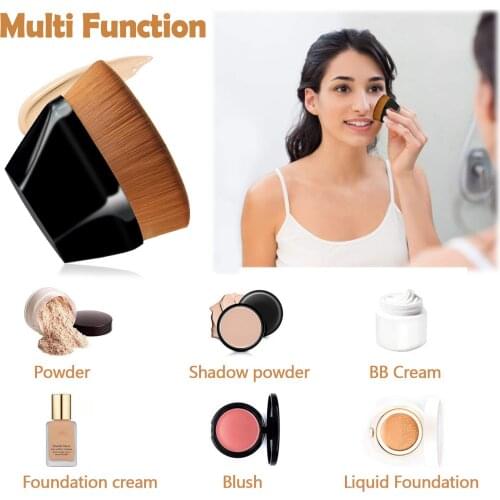 2PCS Flat Top Foundation Makeup Brushes with Portable Dust Box for Mixed Liquid Cream Flawless Powder Cosmetics
