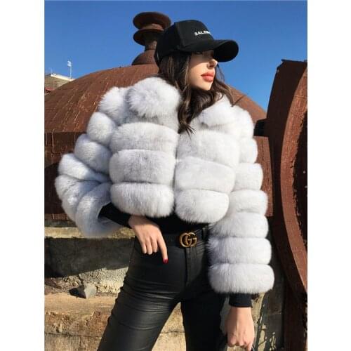 Club Party Outwear Women Winter Thick Warm Short Fur Coat Luxury Faux Fox Fur Jacket Womens Fluffy Fur Collar Zipper Plus Size