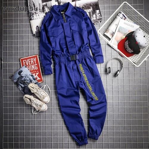 Work Jumpsuit Overalls For Men Long Sleeve Uniform Clothes Fashion Gothic Harajuku Grunge Pants Hip Hop Rompers One Piece Wear