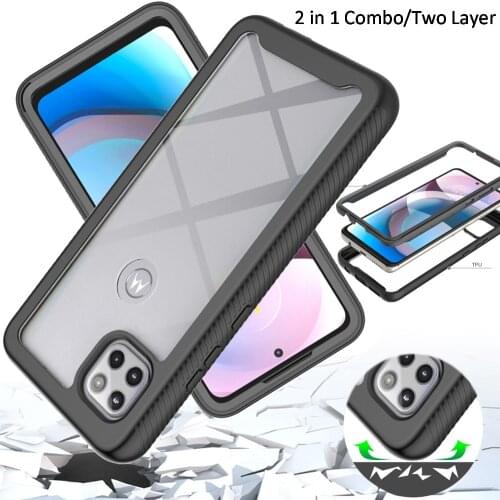 Combo Drop resistance Rugged Case For Motorola One 5G Ace Heavy Duty Defender Armor Shield Anti-Skid Clear Cover