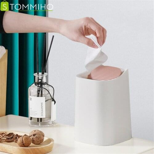 STOMMIHO Waste Bin Basket Desktop Mini Trash Bin Storage Box Garbage Basket Office Recycling Dustbin Office Accessories