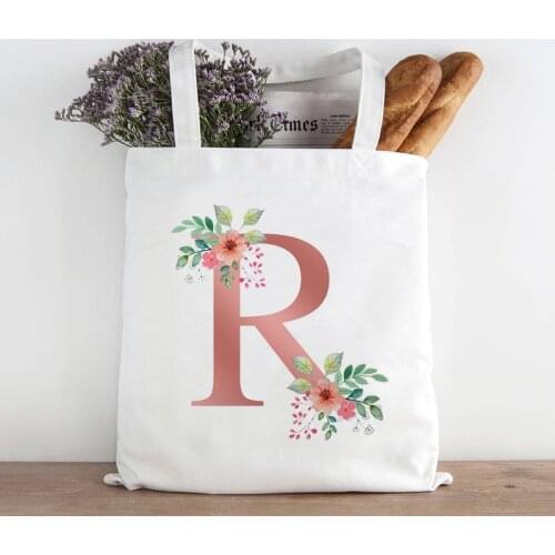 Summer R Letter Flower Shopping Bag Large Capacity Reusable Shopping Shoulder Bags Harajuku Fun Cute Tote Bag Reusable