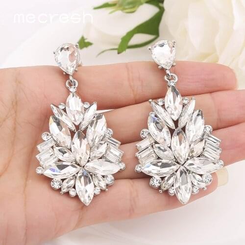 Mecresh Unique Cluster Crystal Dangle Earrings for Pageant Competition Statement Black Color Wedding Drop Earrings EH1710