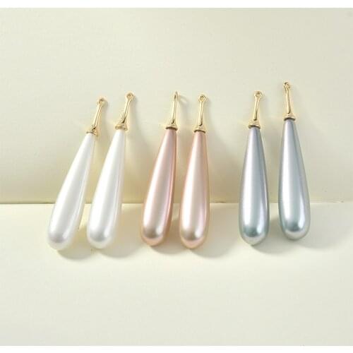 Copper Plated 18k Gold Cap Retro Elegant Symphony Long Water Droplet Pearl Ear Stud Material DIY Jewelry Accessories