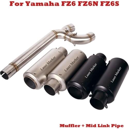 For Yamaha FZ6 FZ6N FZ6S Motorcycle Exhaust Muffler Tips Short Escape Tube Mid Link Pipe Modified System