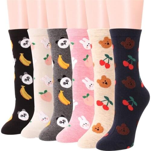 New arrival women lovely cartoon socks 5 pairs/pack cherries bananas peaches cotton sock ladies and womans fruit sock