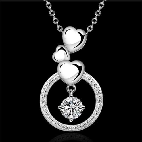 New necklace cute charms high quality silver color charms for women lady wedding jewelry crystal necklace Free shipping N691